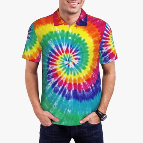 Tie Dye Men's Casual Polo Shirts, Short Sleeve Golf Shirts Fashionable Quick Dry Men's Shirts2