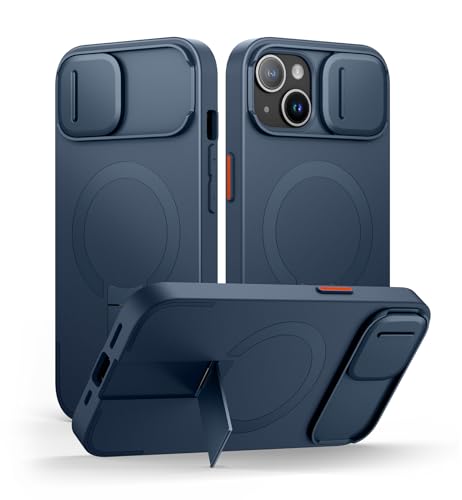 SURITCH ���C�P�[�XiPhone 15�ƌ݊��� �ƃJ�����ی�J�o�[�ƒ����\�ȃX�^���h ���h�~�ϏՌ��ی�J�o�[iPhone 15�p (�u���[)