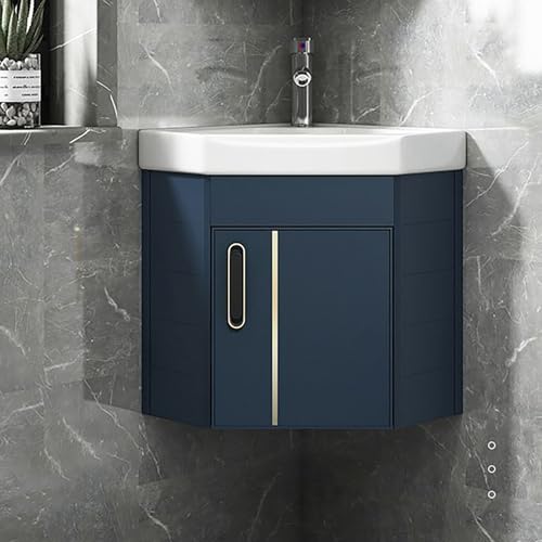 Pounjsd Lave Main Angle, Vasque À Poser Mini, Meuble sous Lave Main d Angle, Meuble de Rangement avec lavabo, lavabo Salle de Bain 15in, lavabo et Armoire...