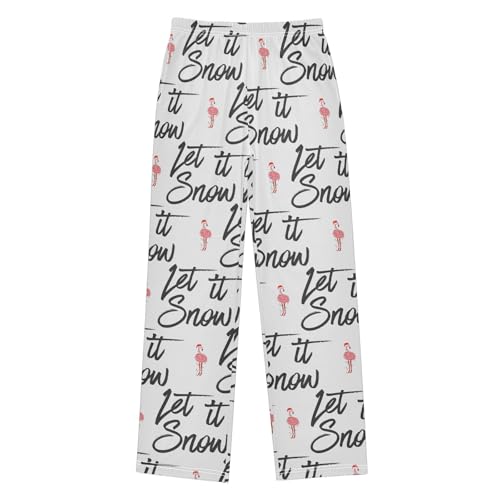 Let It Snow Flamingo Boys Long Pants Soft Trousers Elastic Waist Kids Lounge Bottoms with Pockets S-XL