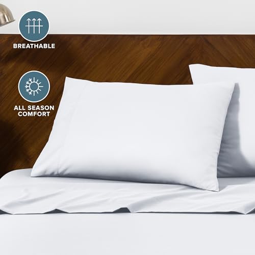 Image of Bare Home Microfiber Pillow Cases - Standard Size Set of 2 - Cooling Pillowcases - Double Brushed - Easy Care - Envelope Closure (Standard Pillowcase Set of 2, White)