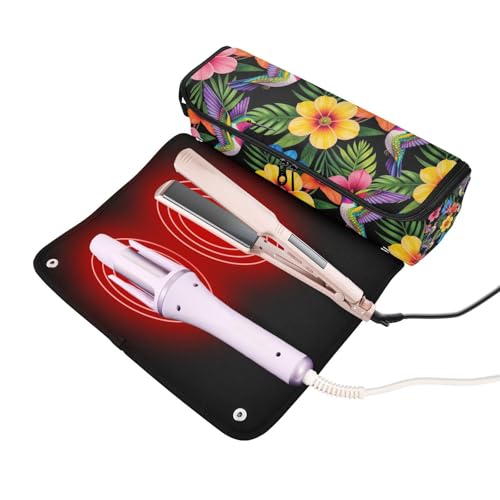 Organizer y Tapete Resistente al Calor para Herramientas de Cabello 2 en 1, Bolsa de Viaje Impermeable con Cremallera para Plancha, Rizador y Secador miniatura 2