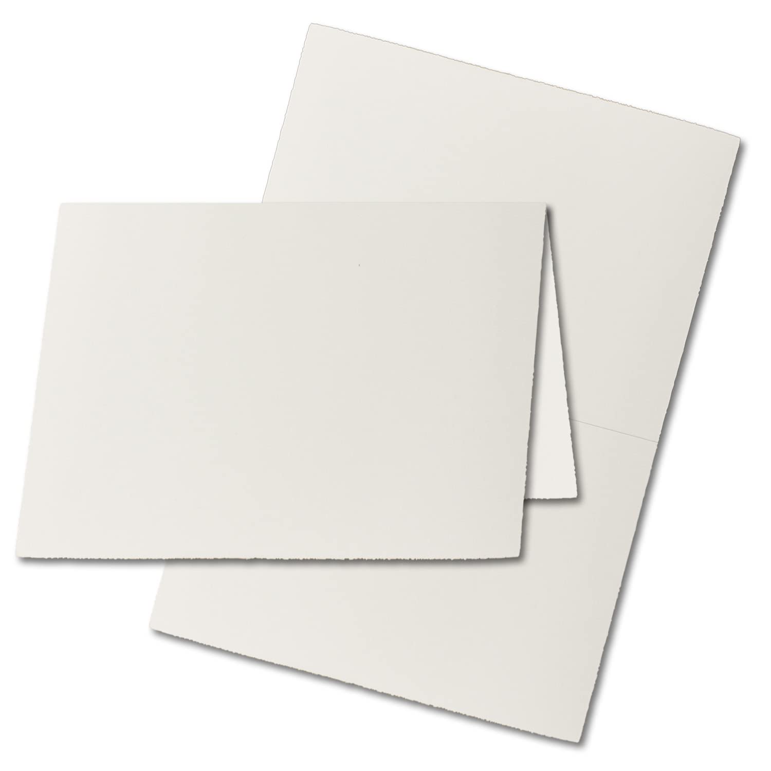 50x Vintage Kartenset aus Büttenpapier - DIN A6 Faltkarten mit DIN C6 Briefumschläge gefüttert - hochdoppelt - Naturweiß - Grußkarten Set