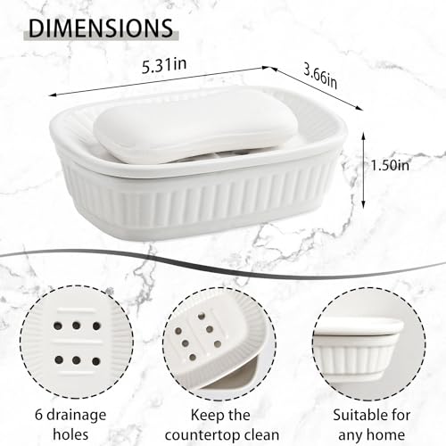 Vanenjoy CERAMIC SOAP DISH Self Draining Soap Dish For Kitchen Sink, Decorative Bathroom Soap Dish thumb #1