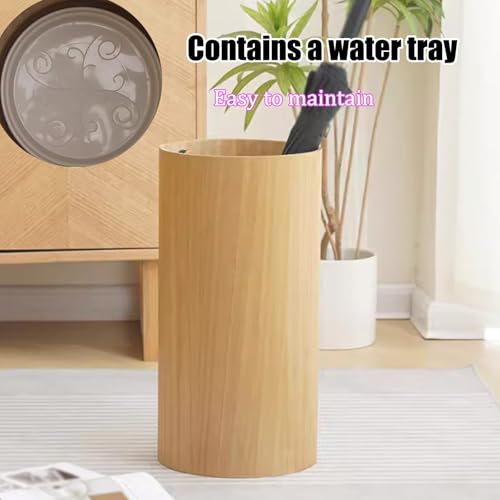 Porte-parapluie cylindrique bois fini les sols mouillés avec bac égouttement - 7