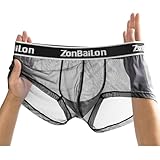 ZONBAILON Black Men's Boxer Briefs Underwear Breathable Mesh Enhancing Bulge Ball Pouch Underpants M