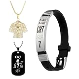 yumcute 3 Stück Fußball Accessoire Set mit Armband, schwarzem und goldenem Anhänger, Verstellbare Sportlicher Schmuck für Fußballfans und Spieler für Geburtstagsgeschenke und Events