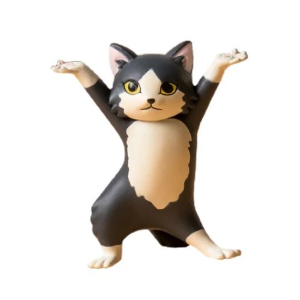 Cartoon Cat Pen Holder,Cute Cat Miniatures,Cat Pen Holder,Car Cat Ornaments,Desk Pen Holder,Cat Pencil Holder,Cute Cat Figures for Home(Black)