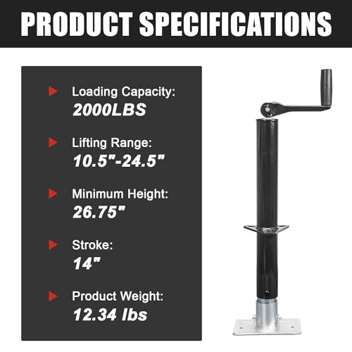 HPDMC A-Frame Trailer Jack, 1 Ton (2,000 lb) Capacity - Thumbnail 2