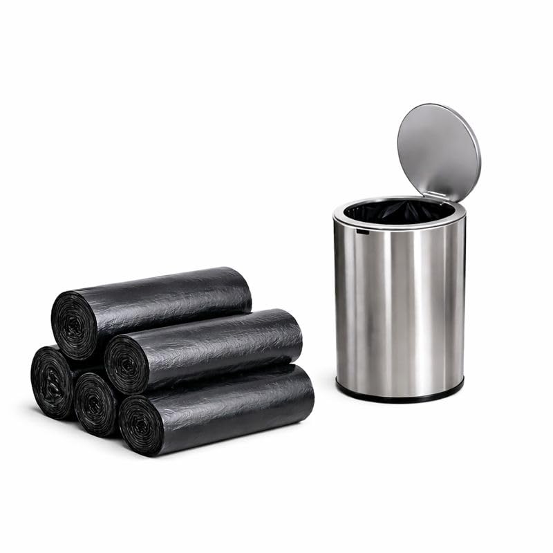 Garbage Bags 19x21 inch | Medium Size Dustbin Bags | 150 Bags in 5 Rolls | Tear-Resistant Disposable Trash Bags | Leakproof Plastic Bin Liners for Home, Office, Kitchen, Hospitals (5)