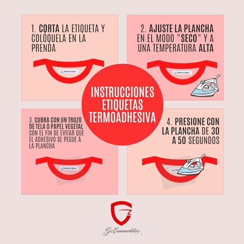 100 Etiquetas para Ropa Personalizadas con Nombre - Marcador termoadhesivo infantil para vuelta al cole, niños, guardería - Etiquetas de tela blanca para camisetas, abrigos, pantalones...