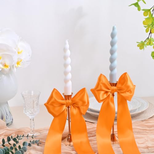 Image of Double Face Autumn Orange Satin Ribbon 2 inch X 25 Yards Polyester Autumn Orange Ribbon for Gift Wrapping Very Suitable for Weddings Party Hair Bow Invitation Decorations and More