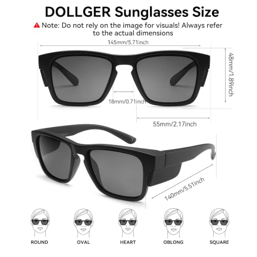 Image of Dollger Trendy Square Polarized Sunglasses for Men, Wrap-Around Side Protection Design thick Frames DG520-2025