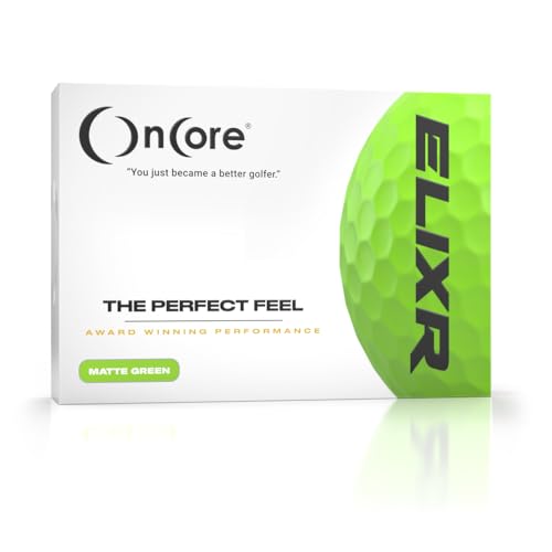 ONCORE GOLF 2020 ELIXR Tour Ball - High Performance Golf Balls - Green Matte (One Dozen | 12 Premium Golf Balls) Unmatched Control Distance Feel & Performance
