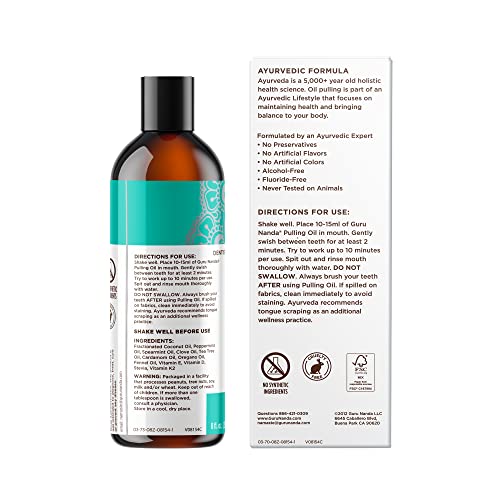 Gurunanda Oil Pulling With 7 Essential And Coconut Oil (Mickey D’s), And Vitamins D, E, K2- Alcohol Free Mouthwash- Supports Bone & Gum Health, Freshens Breath, And Helps Whiten Teeth- 3Pk (8 Fl. Oz) #TOP5
