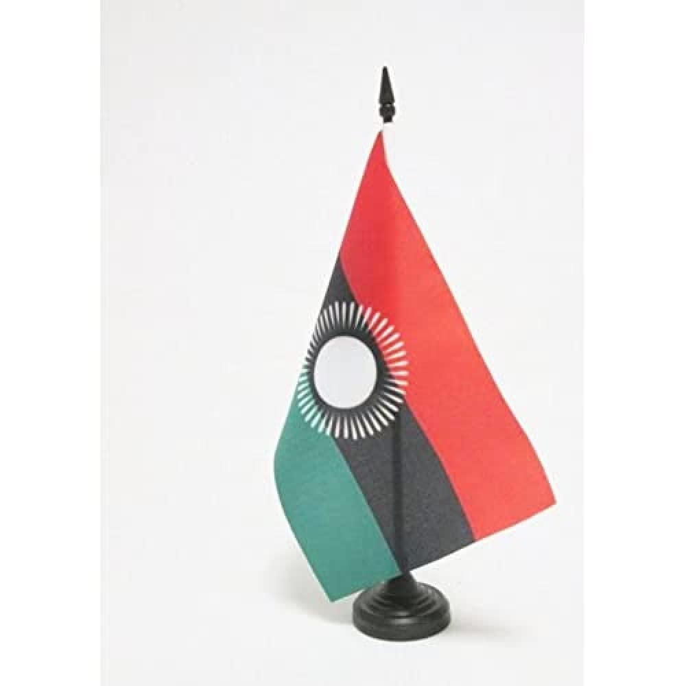 AZ FLAG Bandiera Da Tavolo Malawi – 15x10 Cm, Asta 25 Cm, Poliestere 100D, Base Nera Con Punta Dorata – Perfetta Per Interni