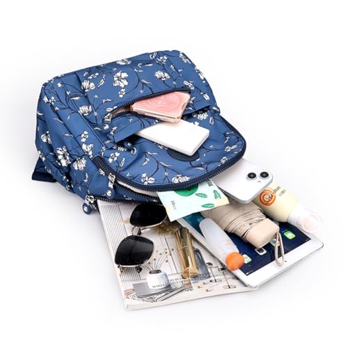 Image of Tanweibago Mini Nylon Women Backpacks,11L Small Ladies backpacks Casual Lightweight Women Shopping Travel Daypack (A-White Navy)