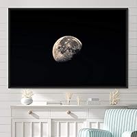 Framed Canvas Wall Art Lunar Aerial Astronomy & Space Expressive Global Moon Multicolor Photography Realism Warm - 16x24 inches