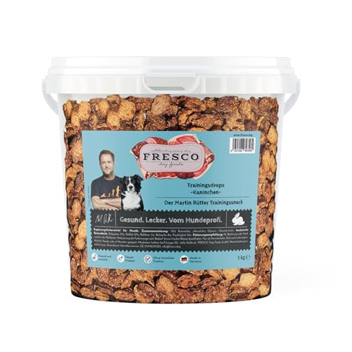 Fresco Trainingsdrops Kaninchen | 1kg | Natürlicher Monoproteinsnack aus reinem Kaninchenfleisch in Drops-Form | Ohne künstliche Zusätze | Getreidefreie Rezeptur | Im Eimer