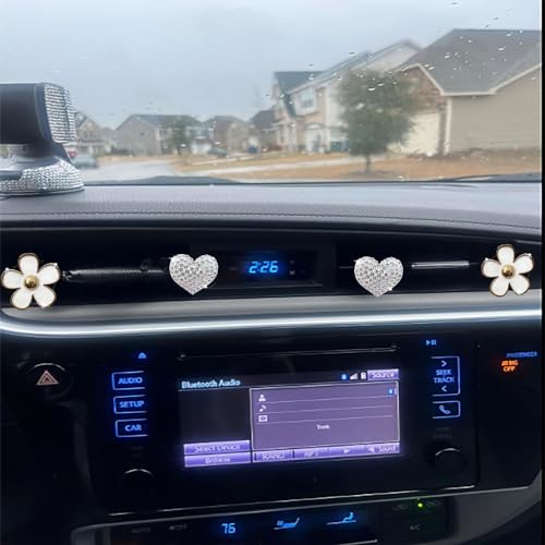 Image of 4PCS Car Air Vent Clips with Fragrance Pads, Cute Flower Air Fresheners | Daisy, Heart-Shaped Vent Clip, Car Interior Decor Charm, Car Decor Accessories, for Women and Girls, Interior Aesthetic