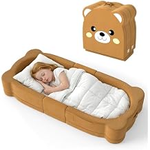 Toddler Travel Bed, Portable Foldable Soft Foam Floor Bed for Toddlers 16, Toddler Cots with Washable Cover and Safety Rails, No Assembly, 2-in-1 Kids Travel Floor Crib for Home,Travel & Camping