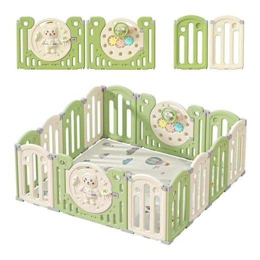 Parque Infantil Bebe, Corralito Bebe Plegable, Parque Infantil XXL Extra Grande, Parque Bebe con Pestillo, Alfombra de Gateo, Accesorios de Fijación, Juguetes, Material Seguro HDPE (12 14 16 Paneles)