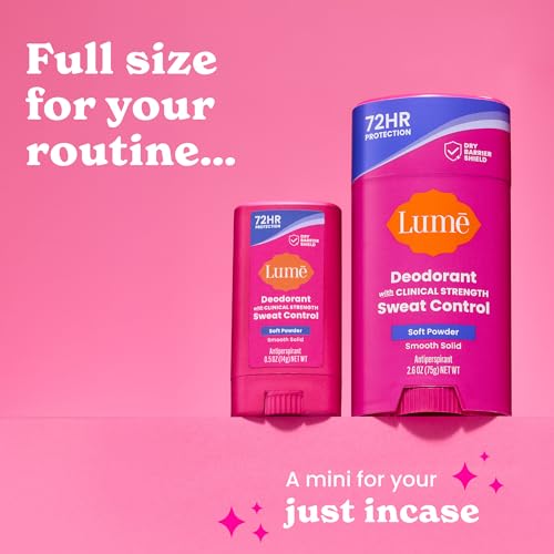Image of Lume Deodorant Plus Sweat Control - Smooth Solid Stick Deodorant for Women - Extra Strength Antiperspirant - 72 Hour Odor & Sweat Control - Baking Soda Free, Skin Loving - (Soft Powder)