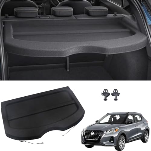 BOPARAUTO Cargo Cover for Nissan Kicks 2018 2019 2020 2021 2022 2023 2024 Accessories Rear Black Trunk Shade Luggage Security Cover With 2 Pieces Hook Clips
