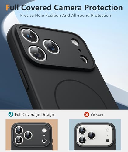 Image of FNTCASE for iPhone 17 Pro Case: [Compatible with Magsafe] Integrated Silicone Phone Cases with [Full Camera Protection] [Screen Protector] Military Grade Shockproof Protective Cover - Full Black