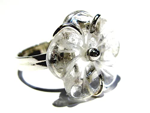 Bague cristal de roche fleur argent 925 le cadeau d'anniversaire