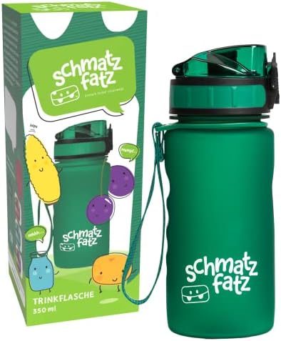schmatzfatz Klarstein Trinkflasche 350ml, Sport Trinkflasche zum Wandern, Schule & Fitnessstudio, Geschmacksneutrale Wasserflasche Auslaufsicher, mit Fruchteinsatz, BPA-Frei, Grün
