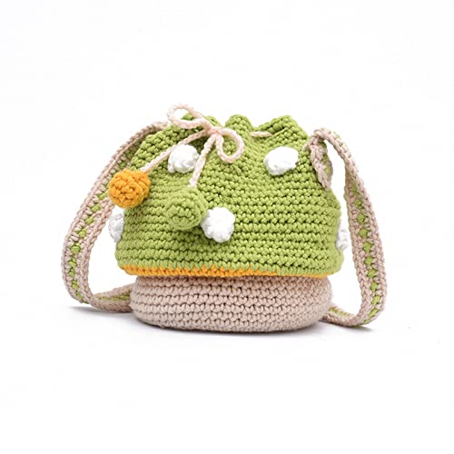 Women Fashion Knit Mushroom Hit Color Shoulder Bag Crossbody Bags Female Casual Purse Shoulder Bag, Green