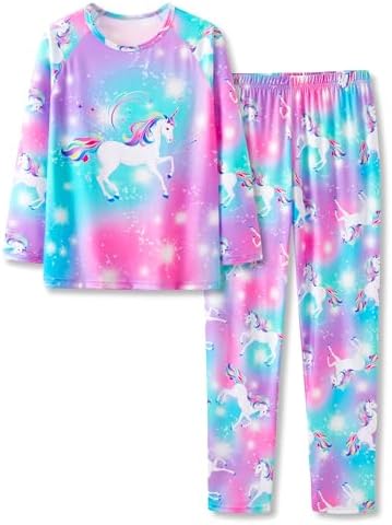 Topgal Big Girls Tie Dye Green & Orange Swirl Fall Pajamas Long S...