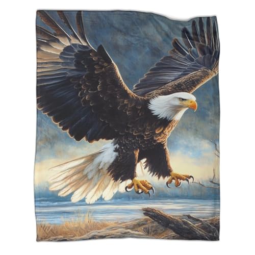 Couverture de voyage en microfibre douce chaude motif aigle lit plaid