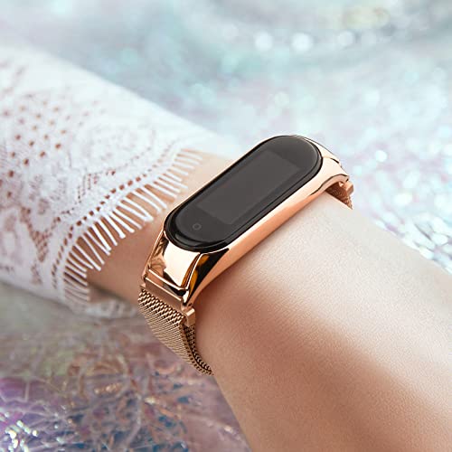 Image of Tobfit Magnetic Strap Compatible for Xiaomi Band 5 /6 (Watch Not Included), Stainless Steel Chain Strap with Magnetic Buckle, Sport Replacement Watchstrap for Women Men