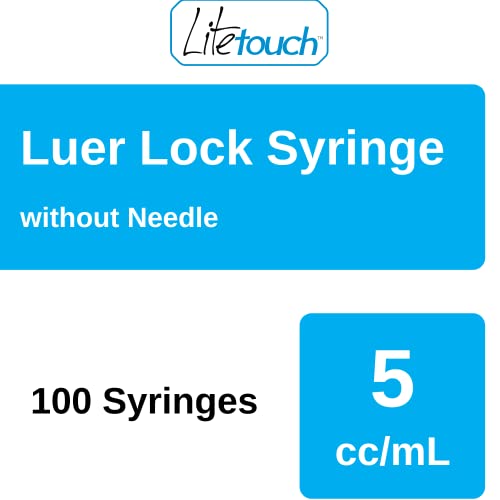 LiteTouch 5mL Luer Lock Syringe, Sterile, Individually Sealed - 100 Syringes per Box (no needle)