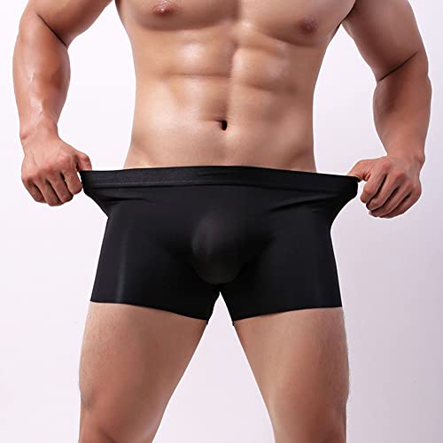 JEShifangjiusu Men'S Sexy Ice Silk Boxer Briefs Underwear Seamless Breathable Short Leg Fitness Sport Seamless Underpants2