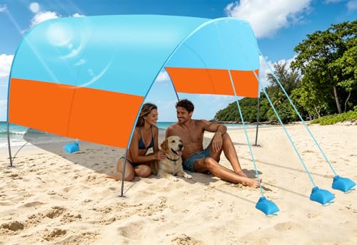 Yumt Beach Canopy Sun Shade, Beach Shade Canopy Wind Sail Camping Sun Shelter Lightweight Beach Tent Beach Sun Shelter Easy Setup Outdoor Shelter for Beach, Camping, Fishing, Backyard and Picnics