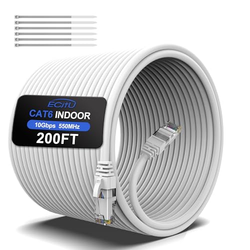 ecjtu Cat6 Ethernet Cable 200FT White