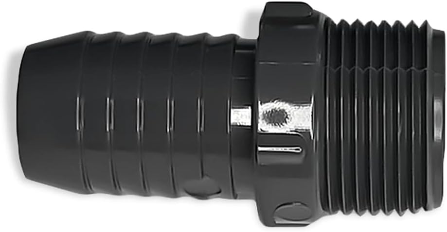 PVC Barbed Hose Connector - 1-1/4 Inch SCH 40 Barbed Insert x 1-1/4 Inch MNPT Male Pipe Thread Adapter Fitting