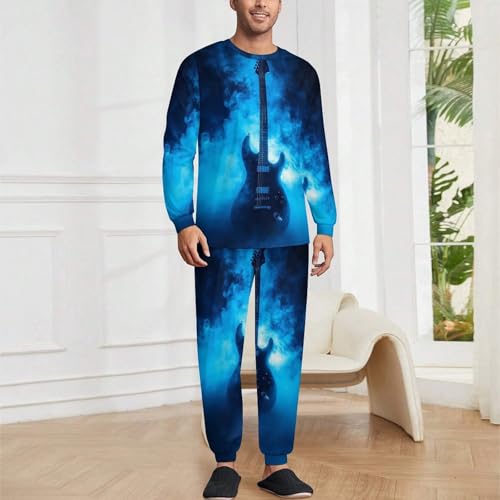 Guitar Music Mens Pajamas Set Long Sleeve Sleepwear Pjs Set Shirts And Bottoms Sleep Sets Loungwear2