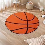 Vesocro Round Basketball Rug–2.6ft Soft Washable Sport Area Rugs with Non Slip Backing,Carpet for Bedroom,Living Room and Basketball Room Decor