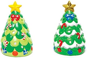 Baker Ross AC3262 Christmas Tree Ceramic Tealight Holders  Ideal for Kids' Arts and Crafts, Gifts, Keepsakes and More (Pack of 3), Assorted