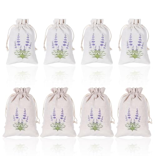 8 Stück Lavendelsäckchen Leer, Kleine Lavendelsäckchen mit Kordelzug, Säckchen zum Befüllen, Lavendel Säckchen, Duftsäckchen für Lavendelblüten, Gewürze, Kräuter, Schrank
