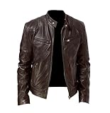 leather jacket womens nordstrom Características: chaqueta de cuero casual para hombre, estilo vintage clásico, manga larga, cierre frontal completo, cuello alto acanalado; chaqueta de cuero ligera casual, detalles de costura, chaqueta de motocicleta, simple y grande, múltiples bolsillos te ofrecen suficiente espacio para almacenamiento.
