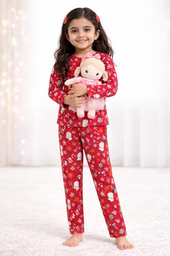 Image of NammaBaby Girl's Soft Cotton Night Suit (Printed T-Shirt & Pant Set /Girls Night Dress /Nightwear) Pack of 1