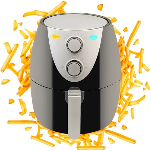 Wintem Friggitrice ad Aria 3,7L un Cestello 1500W - Ideale per una Cottura più Sana di Pesce, Carne e Patate Senza Olio con Termostato Regolabile, Timer e Spegnimento Automatico