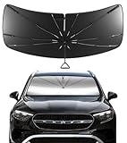 Pigenius Windshield Sun Shade Umbrella for Mercedes-Benz GLE SUV 2020-2025. Foldable Umbrella Sunshade with Silver Heat Shield to Keep Cool UDS