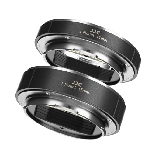 JJC Tube d'extension Macro (11 mm + 16 mm) Mise au Point Automatique pour appareils Photo Panasonic/Sigma/Leica à Monture L Macro Photographie Gros Plan – Ensemble de Cache-Objectif arrière
