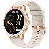 TOOBUR Smart Watch for Women, 40mm HD Smartwatch, Compatible with Android & iOS, Answer/Make Calls, Fitness Watch with Step/Calorie/HR Tracker, IP68, Gorgeous & Comfy, Gift for Lady, Beige